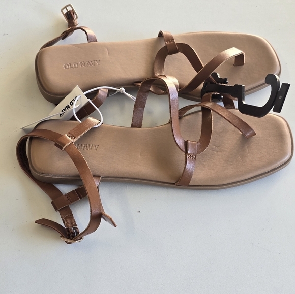 Old Navy Sandals Flats WomenSz Brown Size 8 Ankle Strap Comfort New - Picture 10 of 12